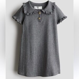 Frill-trimmed fine-knit dress